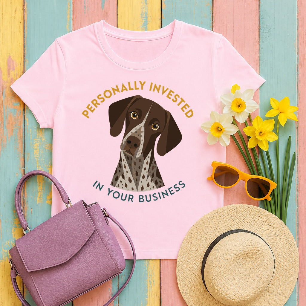 Invested German Shorthaired Pointer T-Shirt in Light Pink