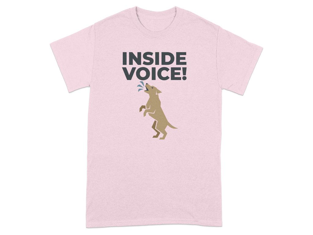 Inside Voice Dog Design Graphic Humorous Statement Tee