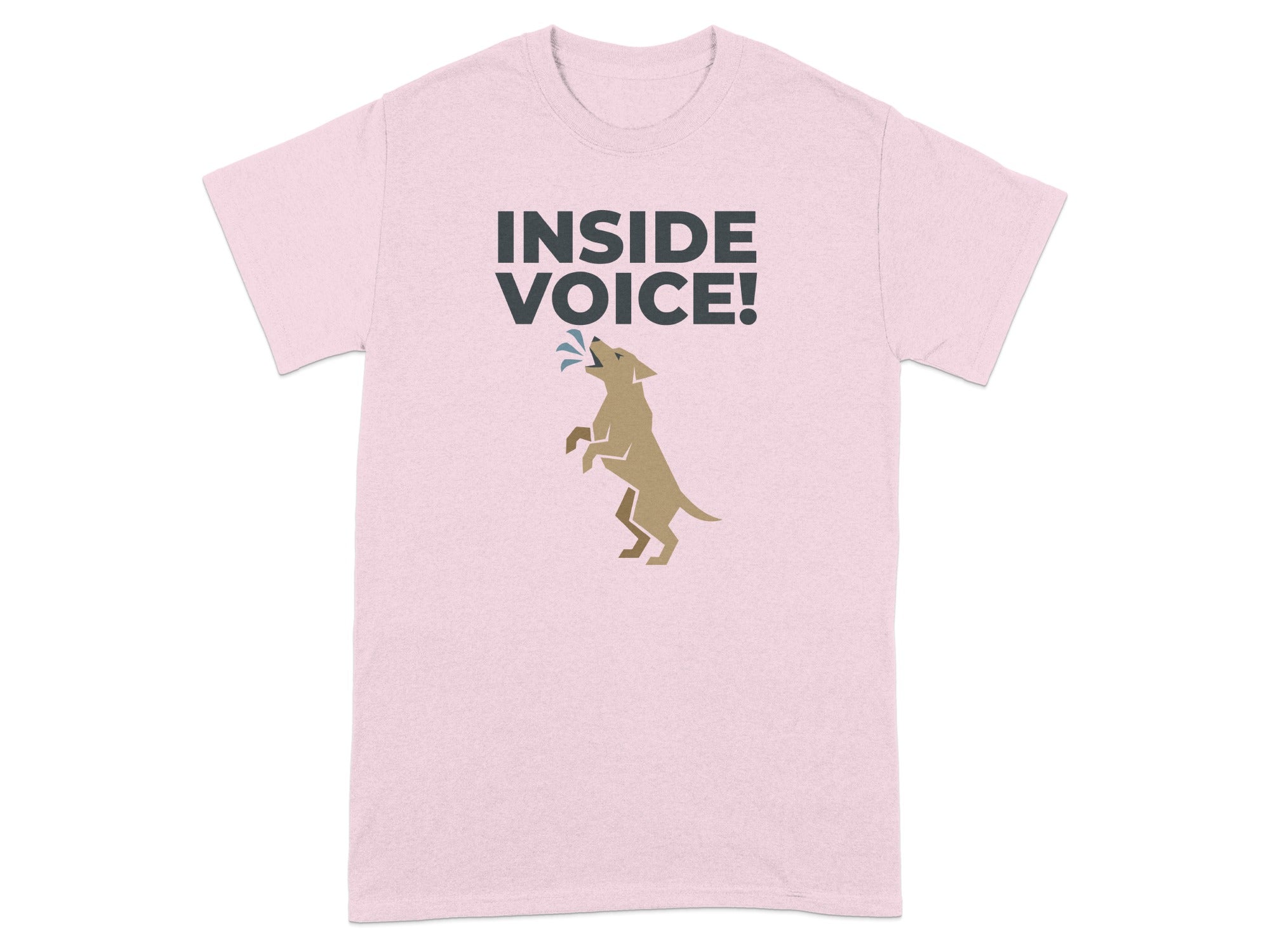 Inside Voice Dog Design Graphic Humorous Statement Tee