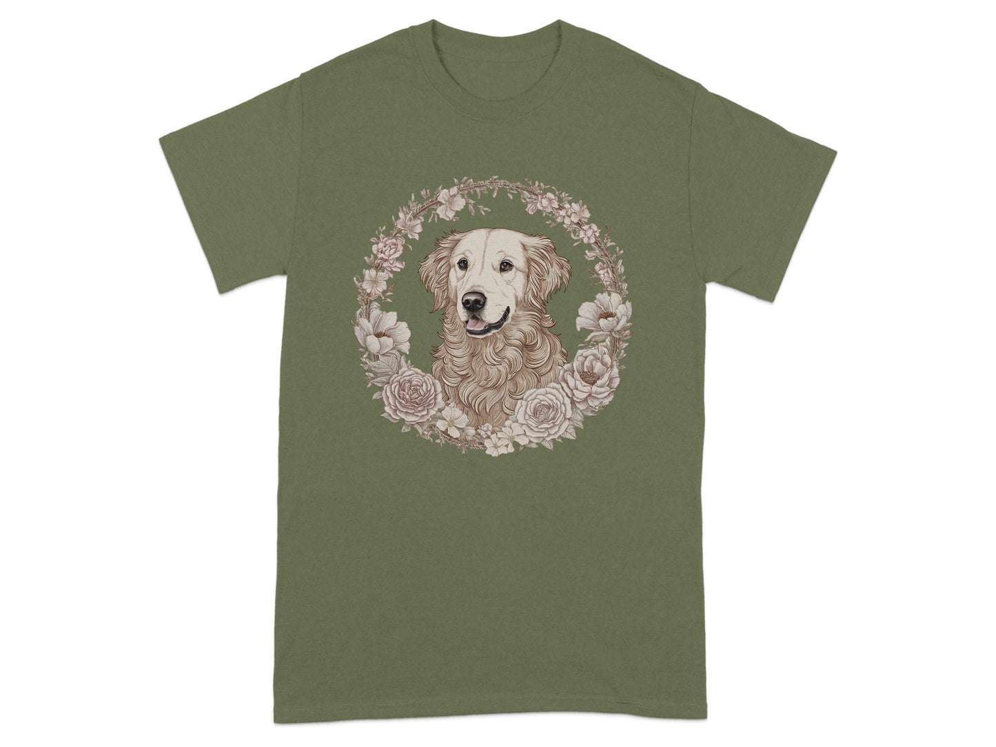 Golden Retriever with Floral Wreath Design Shirt product type