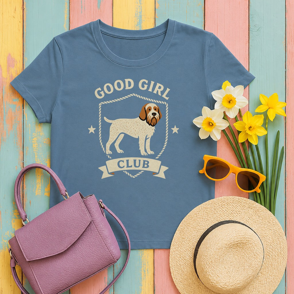 Spinone Italiano Good Girl Club Tee in Steel Blue