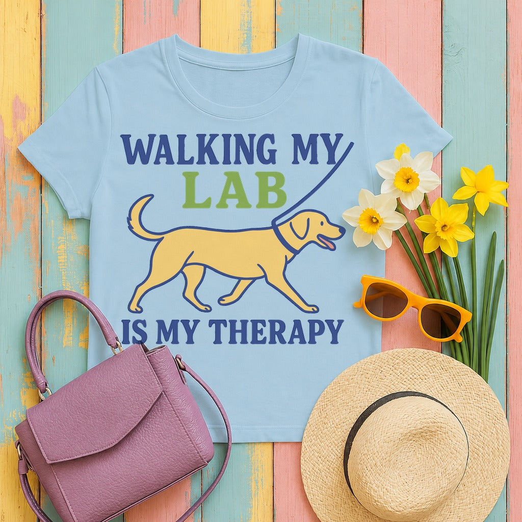 Walking My Lab T-Shirt in Light Blue