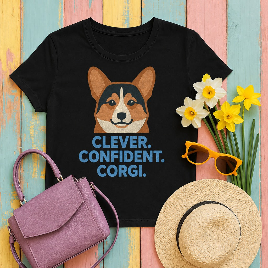 Clever Corgi Confidence T-shirt in Black