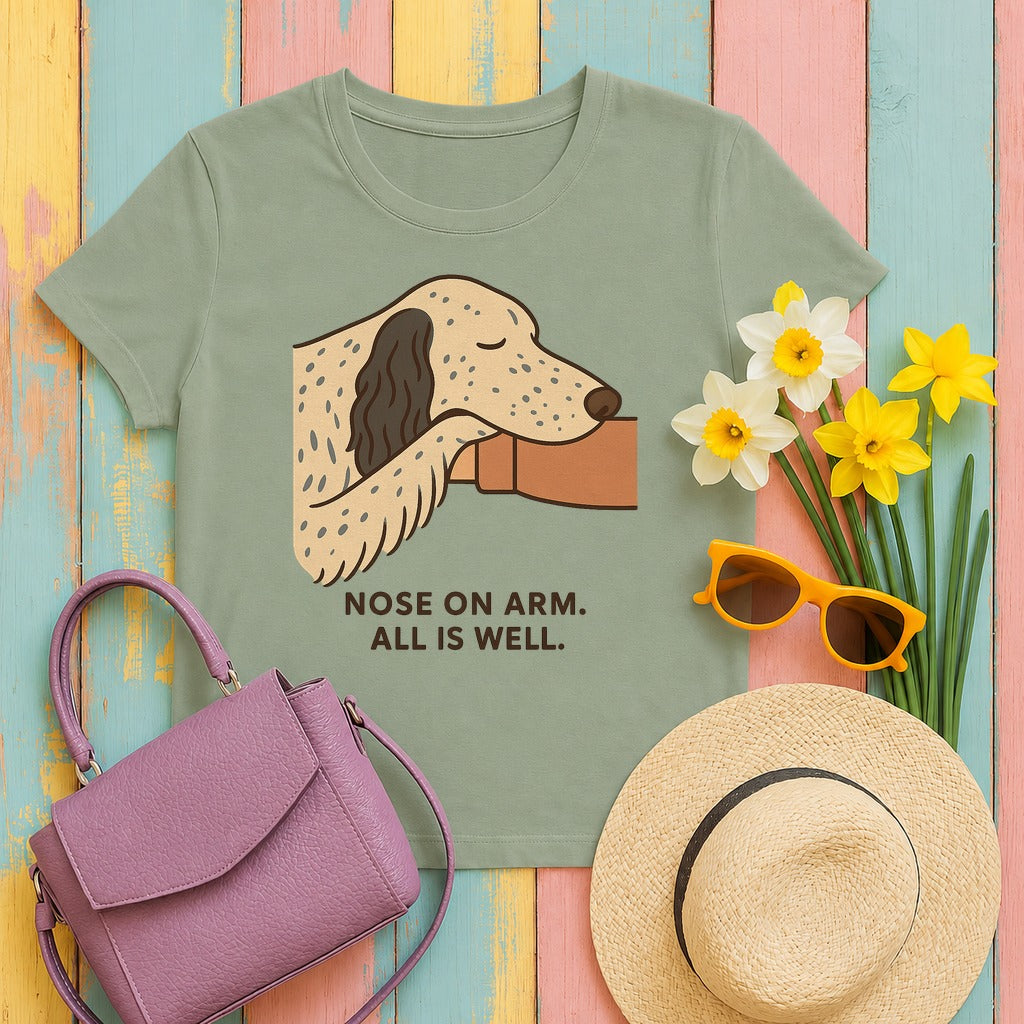 English Setter Nose on Arm Tee in Sage