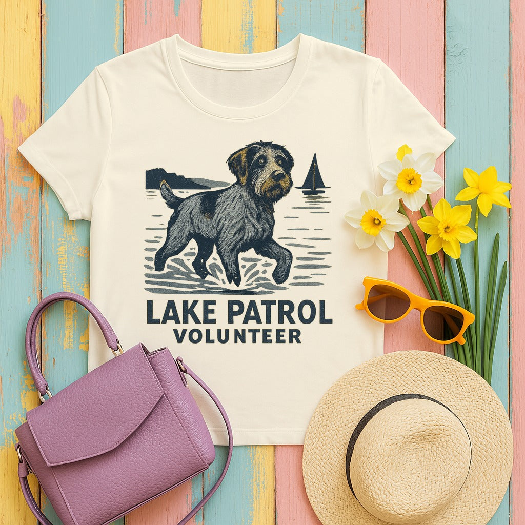 Wirehaired Pointing Griffon Lake Patrol Volunteer T-shirt in Natural