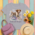 Brittany Spaniel Unleash the Joy T-shirt in Athletic Heather