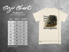 Size chart shows Gildan 5000 heavy cotton t-shirt sizes, width, and length.