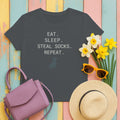 Steal Socks Repeat Lab Puppy T-Shirt in Charcoal