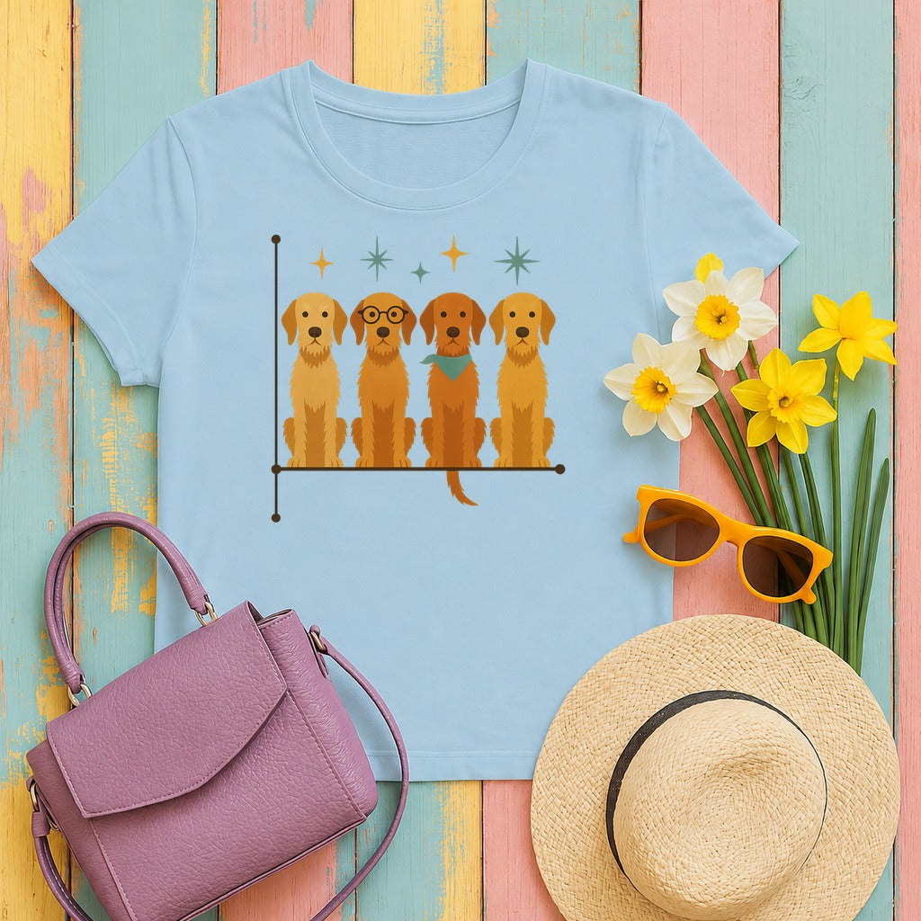 Mid-Century Wirehaired Vizsla Tee in Light Blue