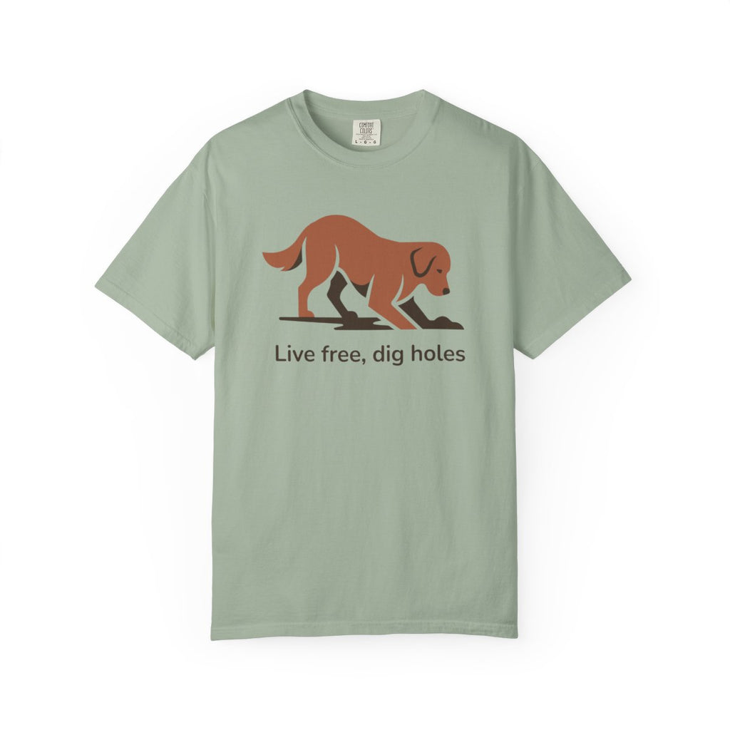 Live free dig holes dog graphic t-shirt