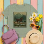 American Water Spaniel slow down chase squirrels tee flat lay