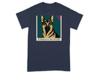 German Shepherd portrait with "ENDLESS HUNGER" text on a navy t-shirt.