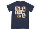 Navy t-shirt with six framed illustrations of a German Shorthaired Pointer.
