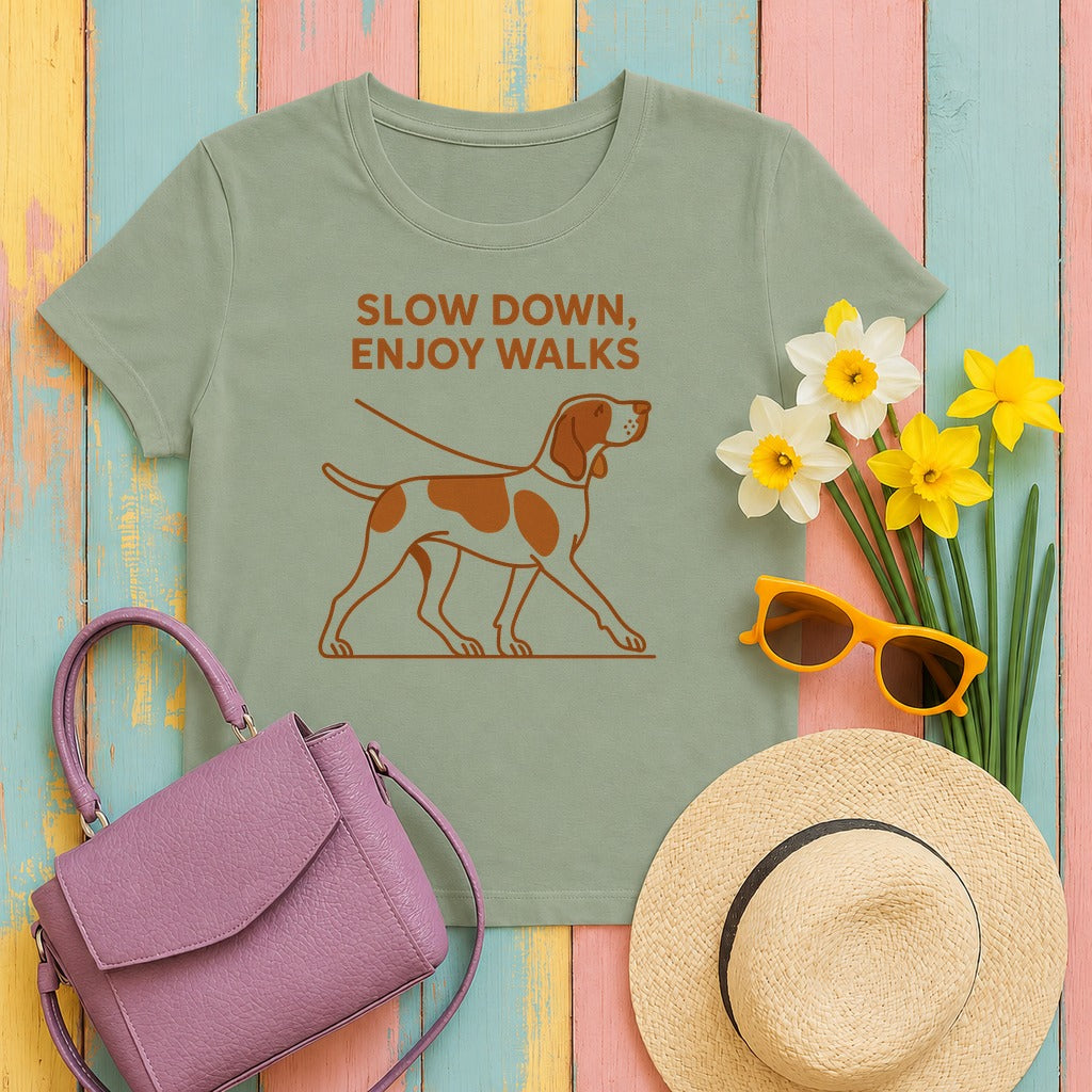 Bracco Italiano Slow Down Enjoy Walks Tee in Sage