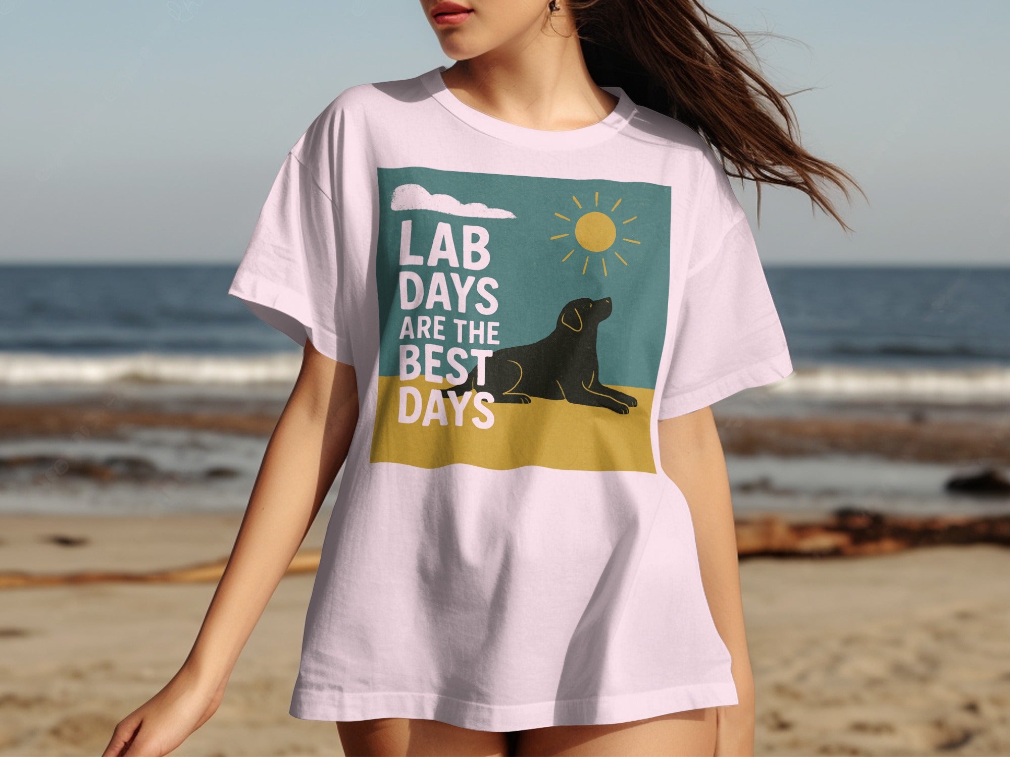 Pink t-shirt with black lab and text "LAB DAYS ARE THE BEST DAYS".