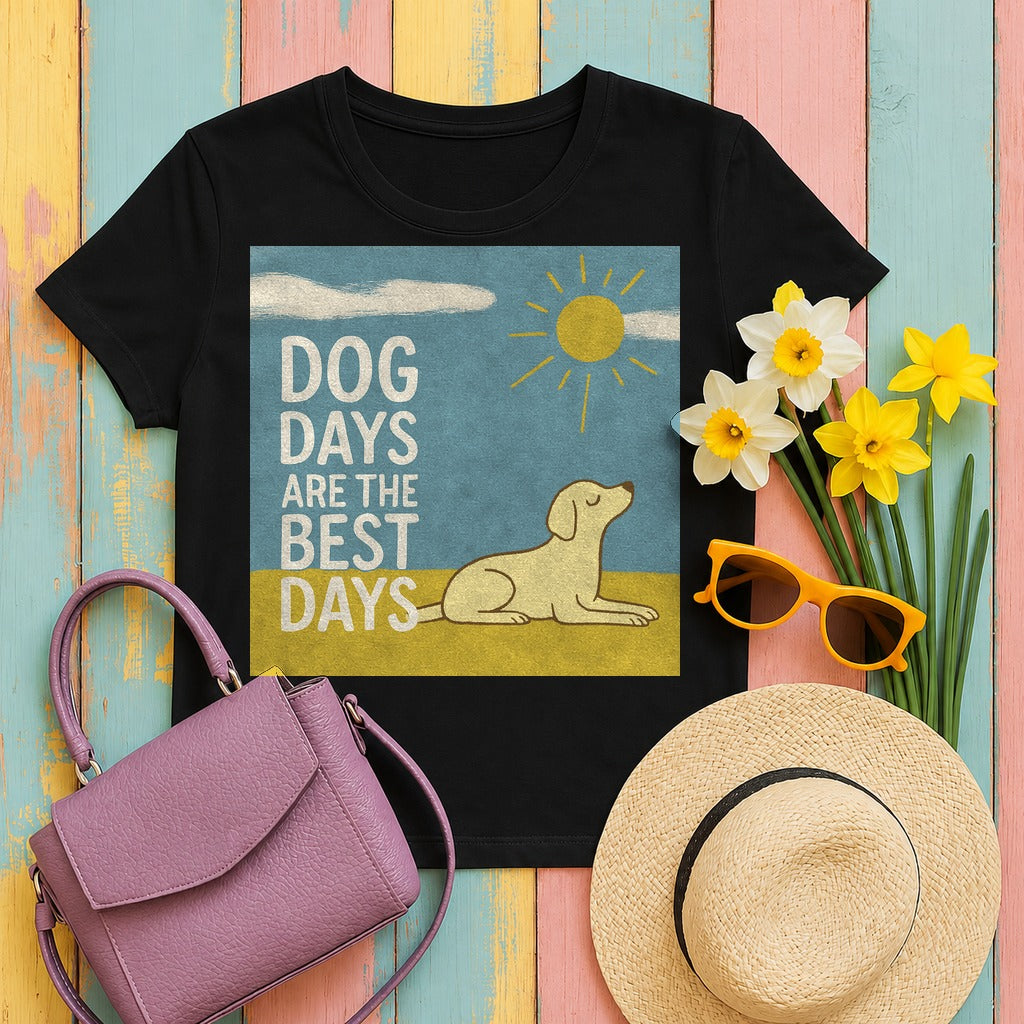 Dog Days Are the Best Days Yellow Labrador Retriever T-Shirt in Black