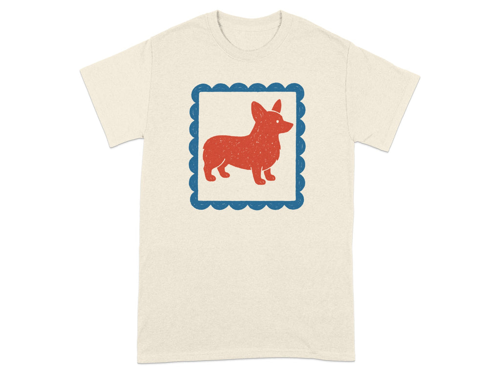Corgi in a Blue Frame Graphic White T-shirt
