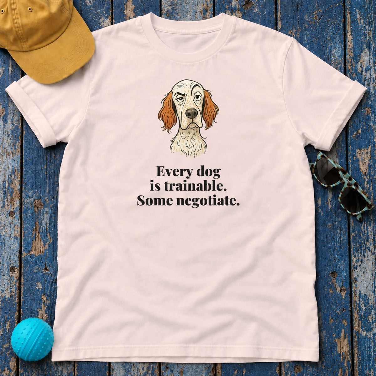 English Setter Some Negotiate Tee in Soft Pink