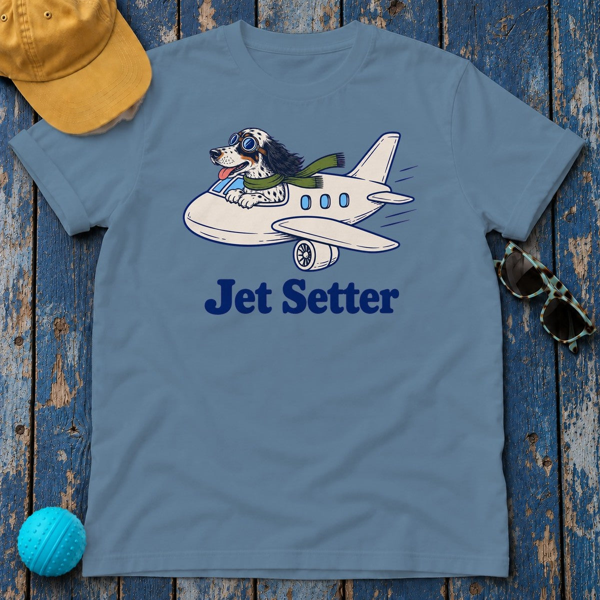 Llewellin Setter Jet Setter Tee in Steel Blue