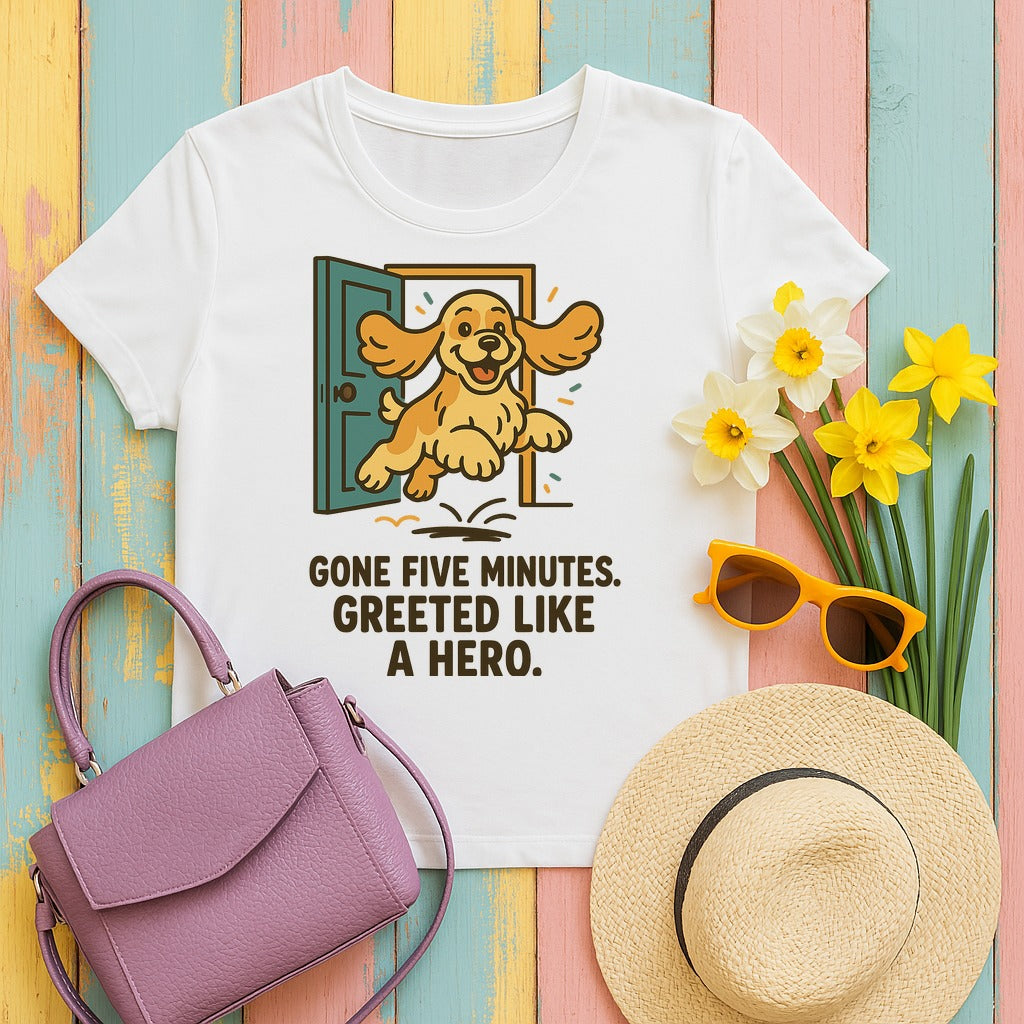 Cocker Greeted Like a Hero Tee in White