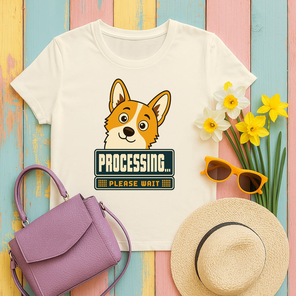 The Corgi 'Processing...' T-Shirt in Natural
