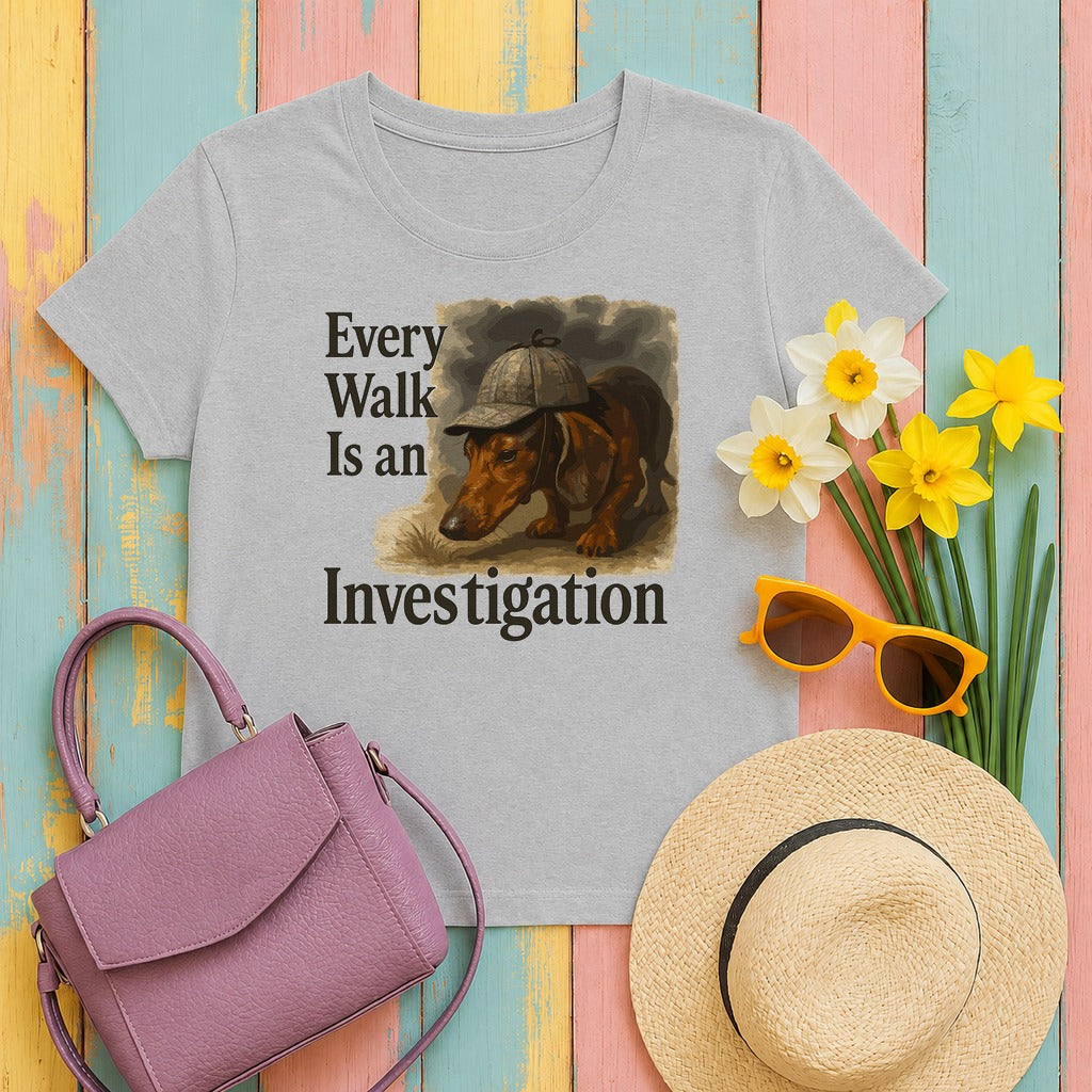 Snooping Dachshund Walk T-Shirt in Sport Grey