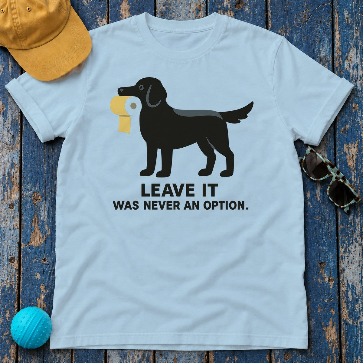 Flat-Coated Retriever Leave It Tee in Light Blue