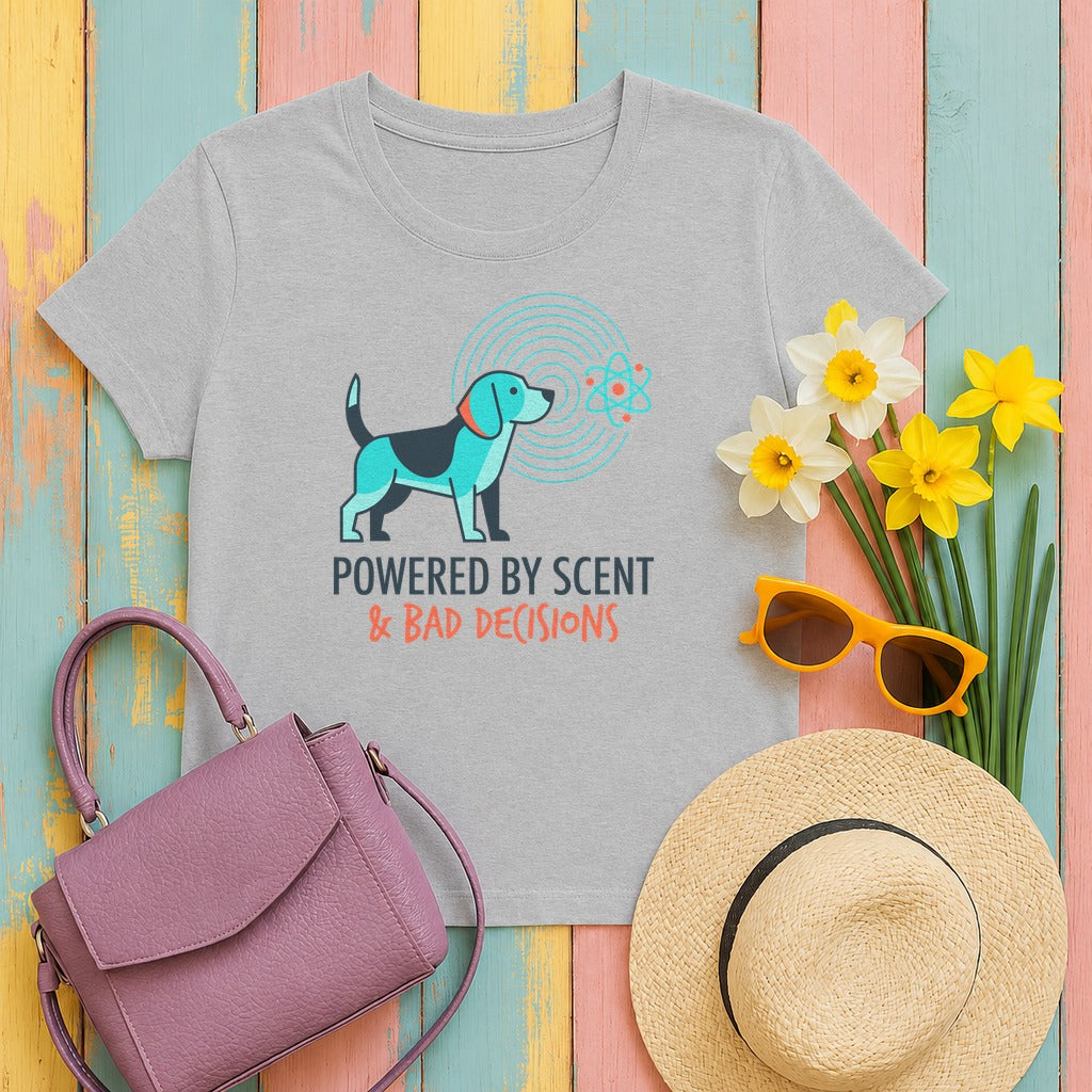 Powered By Scent & Bad Decisions Beagle T-Shirt in Sport Grey