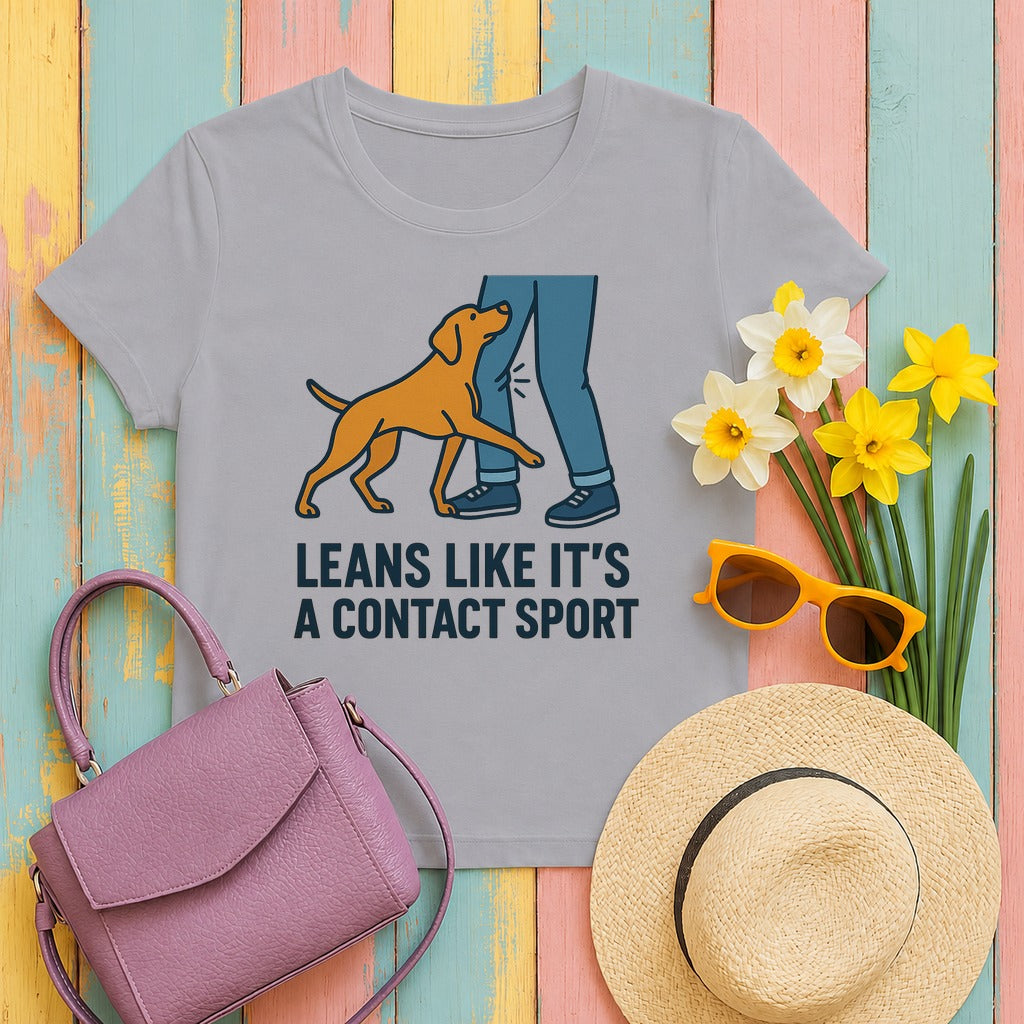 Vizsla Leans Like It's a Contact Sport Tee in Athletic Heather