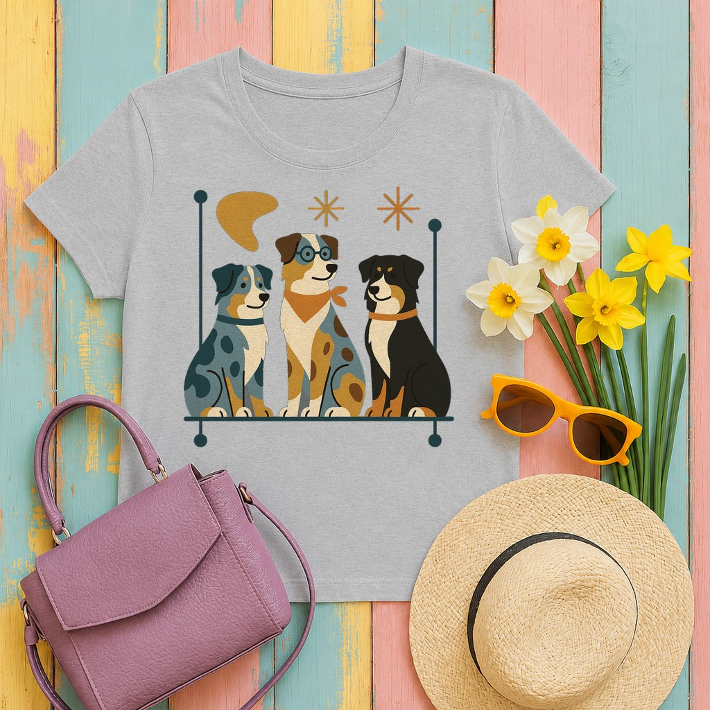 Retro Australian Shepherd T-Shirt in Sport Grey