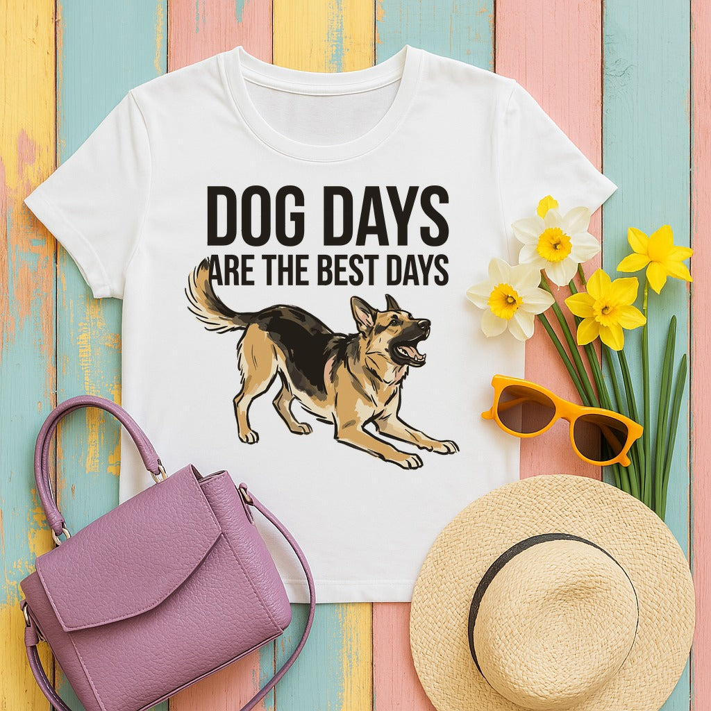 Dog Days German Shepherd T-Shirt in White