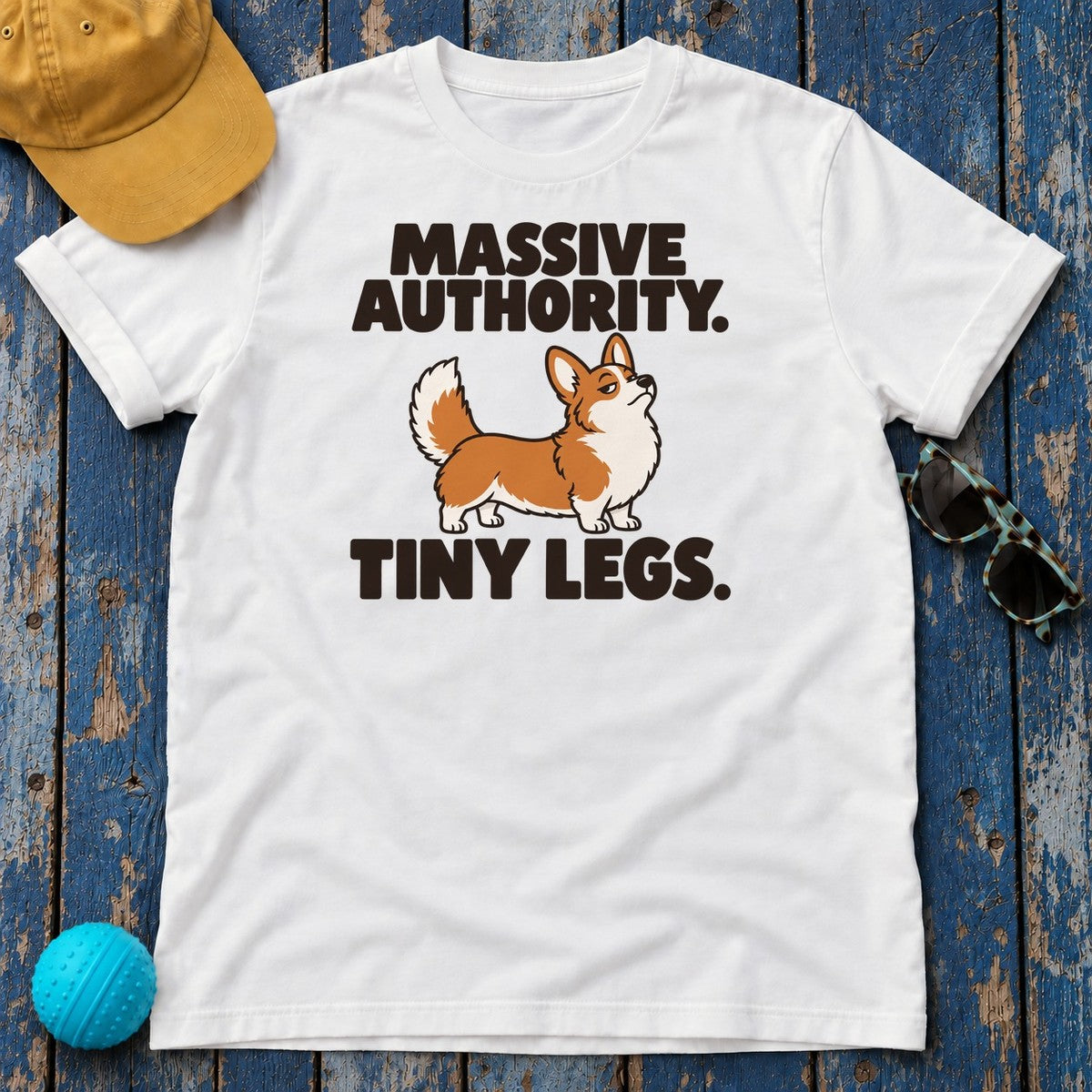 Massive Authority Tiny Legs Corgi T-Shirt — White