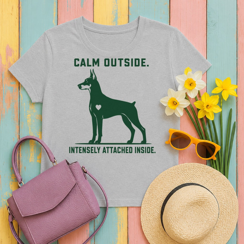 Calm Outside Doberman T-Shirt in Sport Grey
