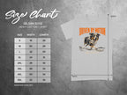Gildan 5000 heavy cotton t-shirt size chart with measurements.