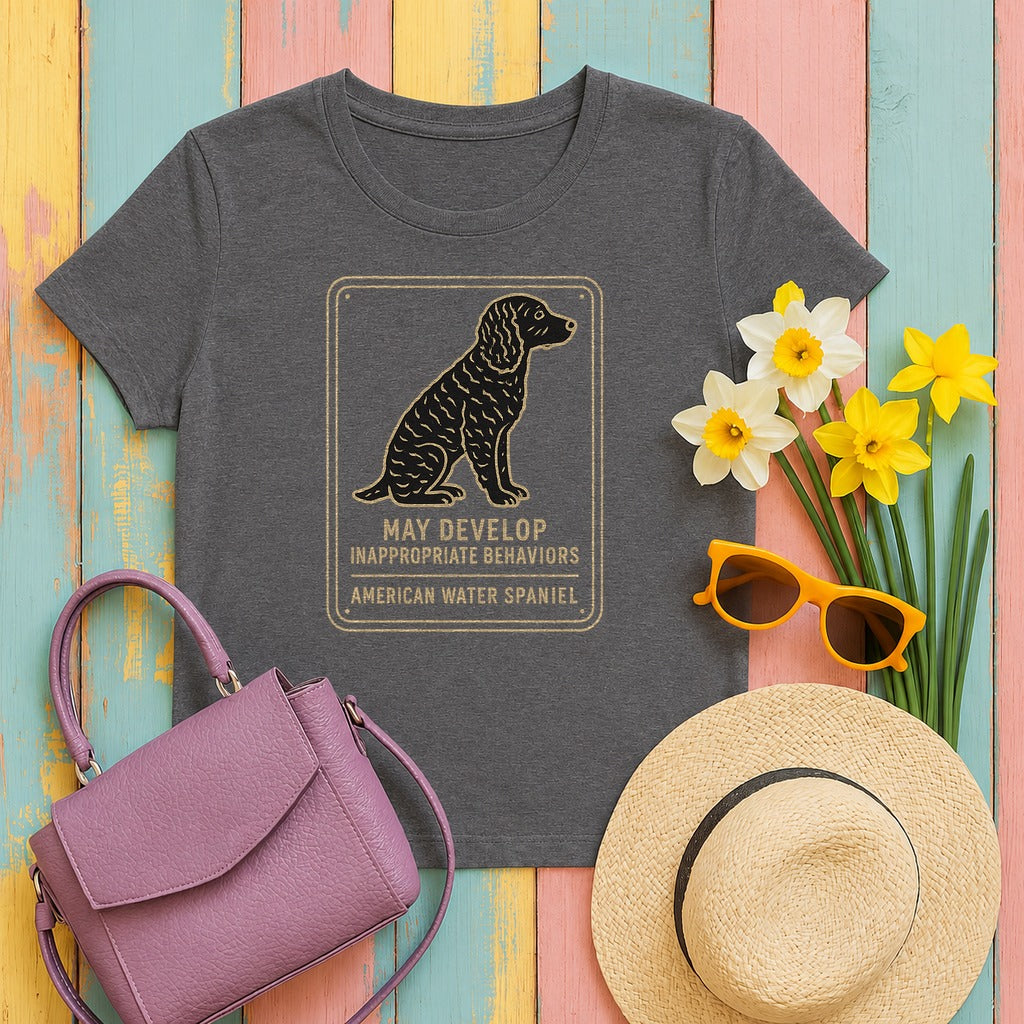 American Water Spaniel May Develop Inappropriate Behaviors Tee in Dark Grey Heather