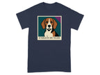 Beagle portrait within a frame with text "ENDLESS HUNGER" on a navy t-shirt.