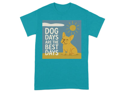 Dog Days Are the Best Days French Bulldog T-Shirt Tropical Blue T-shirt
