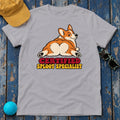 Certified Sploot Specialist Corgi T-Shirt in Athletic Heather - flat lay