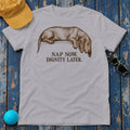 Nap Now Dignity Later Dachshund T-Shirt in Athletic Heather - flat lay