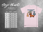 Gildan 5000 heavy cotton t-shirt size chart showing width and length measurements.