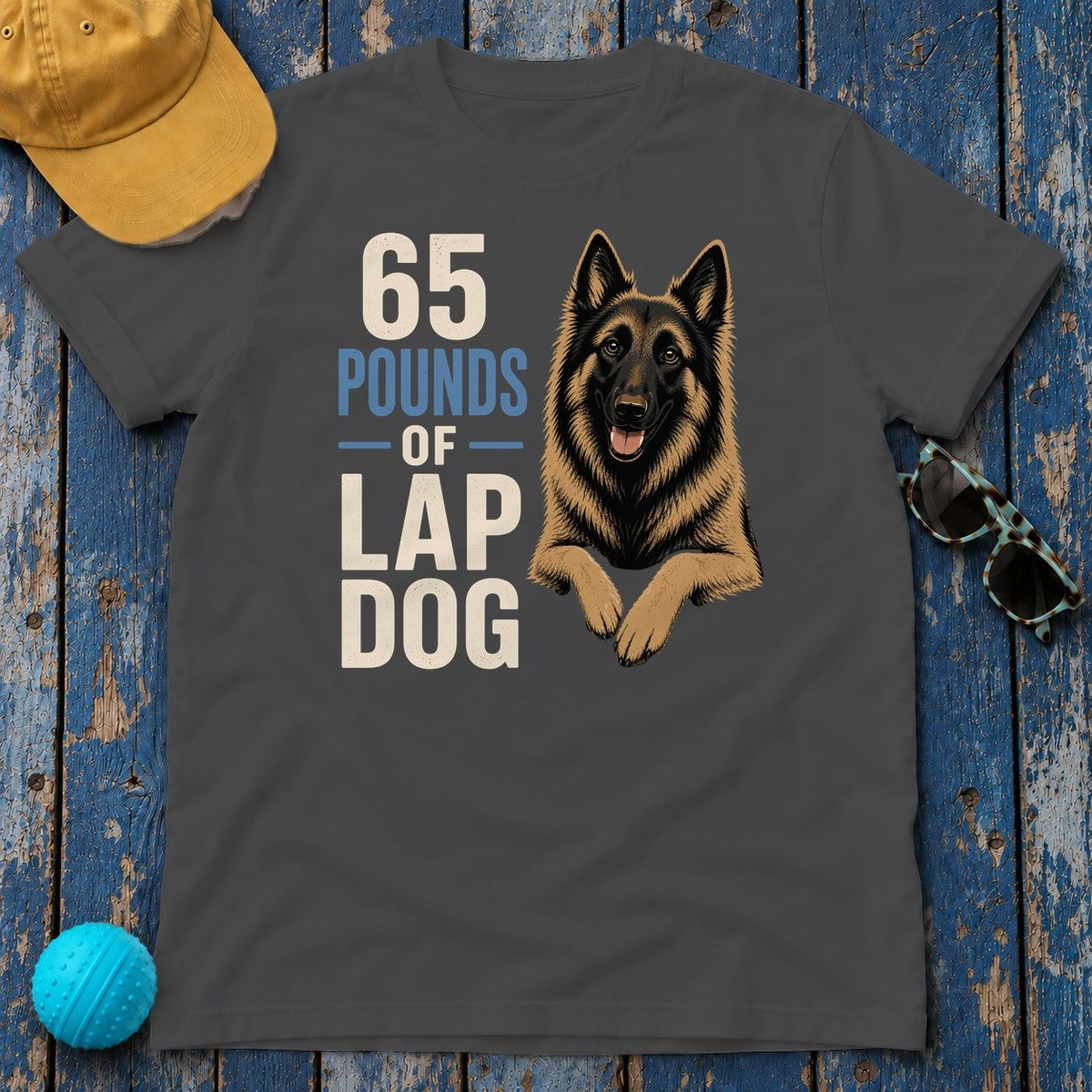 65 Pounds of Lap Dog Tervuren T-shirt in Dark Heather