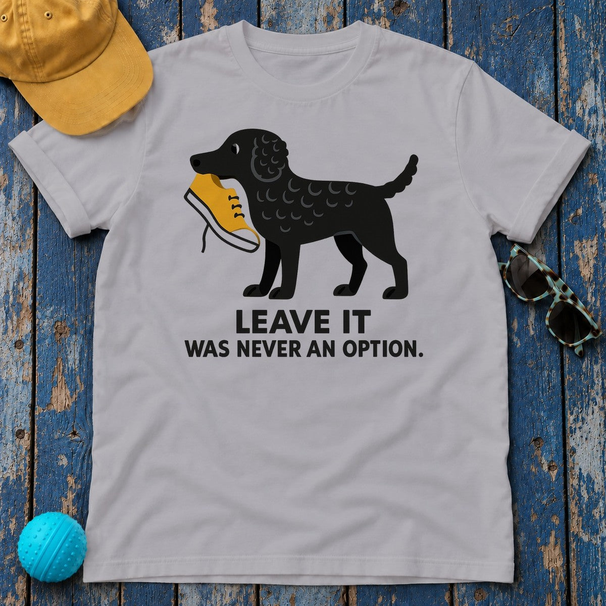 Curly-Coated Retriever Leave It Tee in Athletic Heather