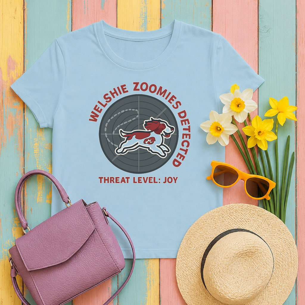 Welsh Springer Spaniel Zoomies Detected T-shirt in Light Blue