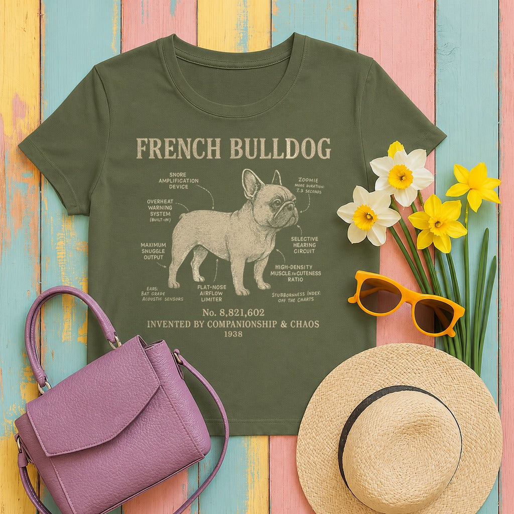 French Bulldog Anatomy T-Shirt in Military Green