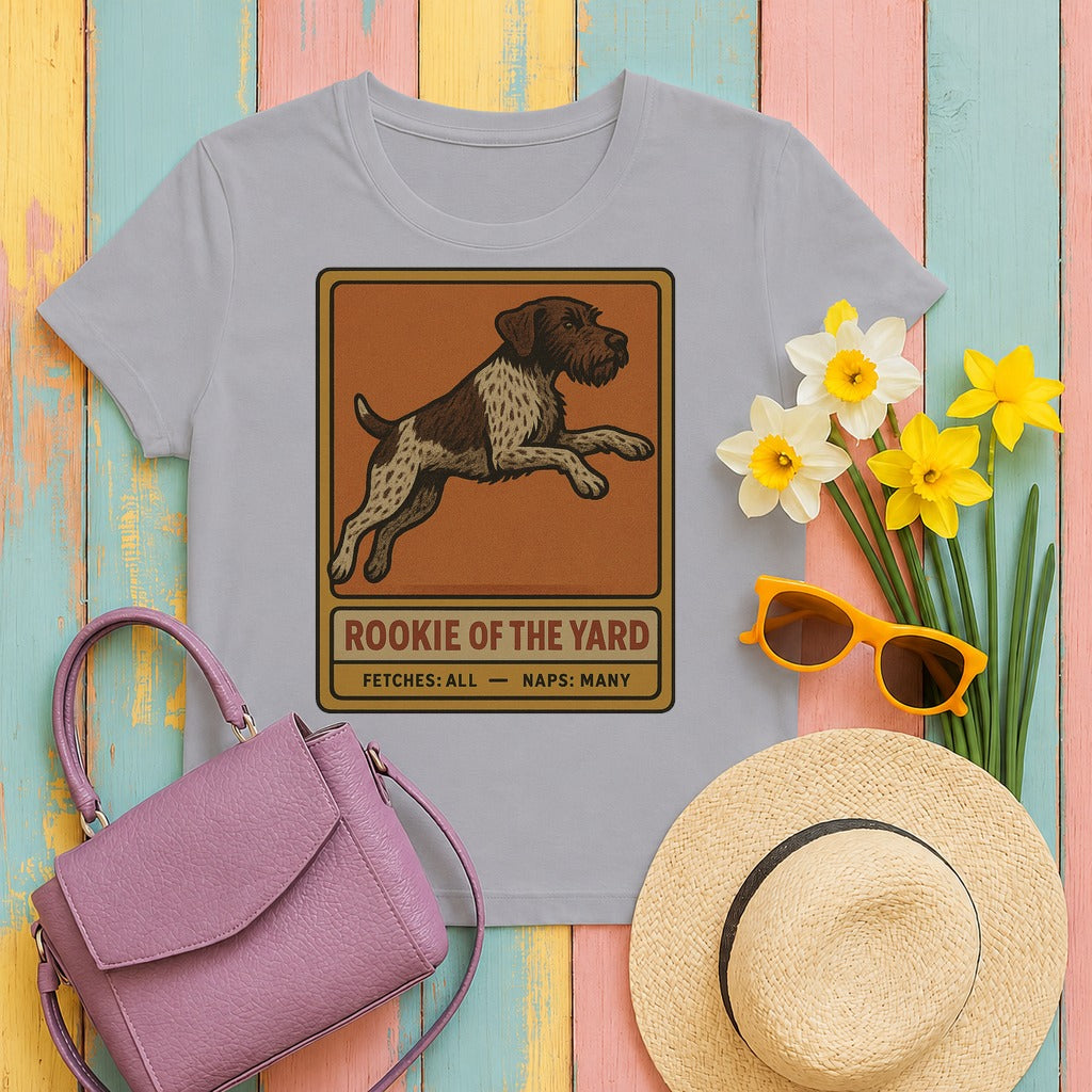 german wirehaired pointer rookie-card tee flat lay hero