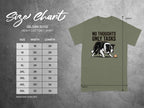 Gildan 5000 heavy cotton t-shirt size chart with dog graphic.