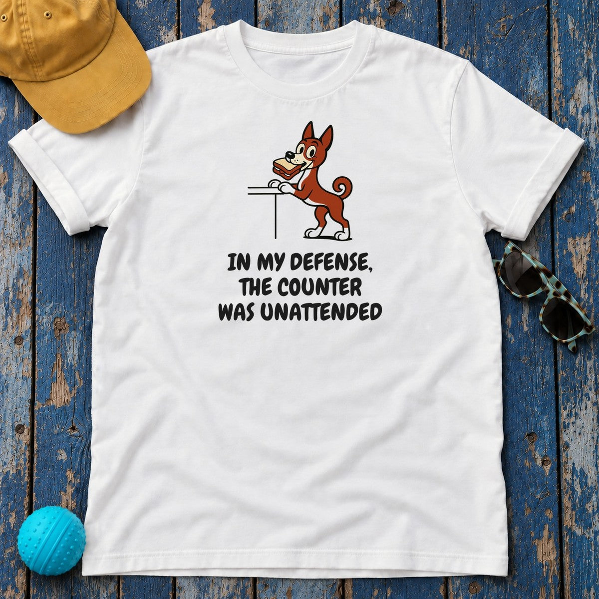 Basenji Counter Was Unattended Tee in White
