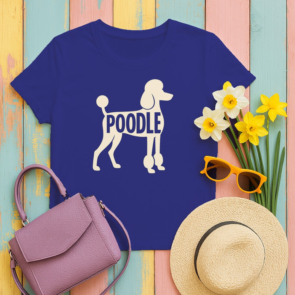 Poodle Pride Text Art T-Shirt in Cobalt