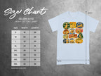 Gildan 5000 heavy cotton t-shirt size chart with garment dimensions.