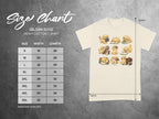 Gildan 5000 size chart for heavy cotton t-shirts with puppy illustrations.